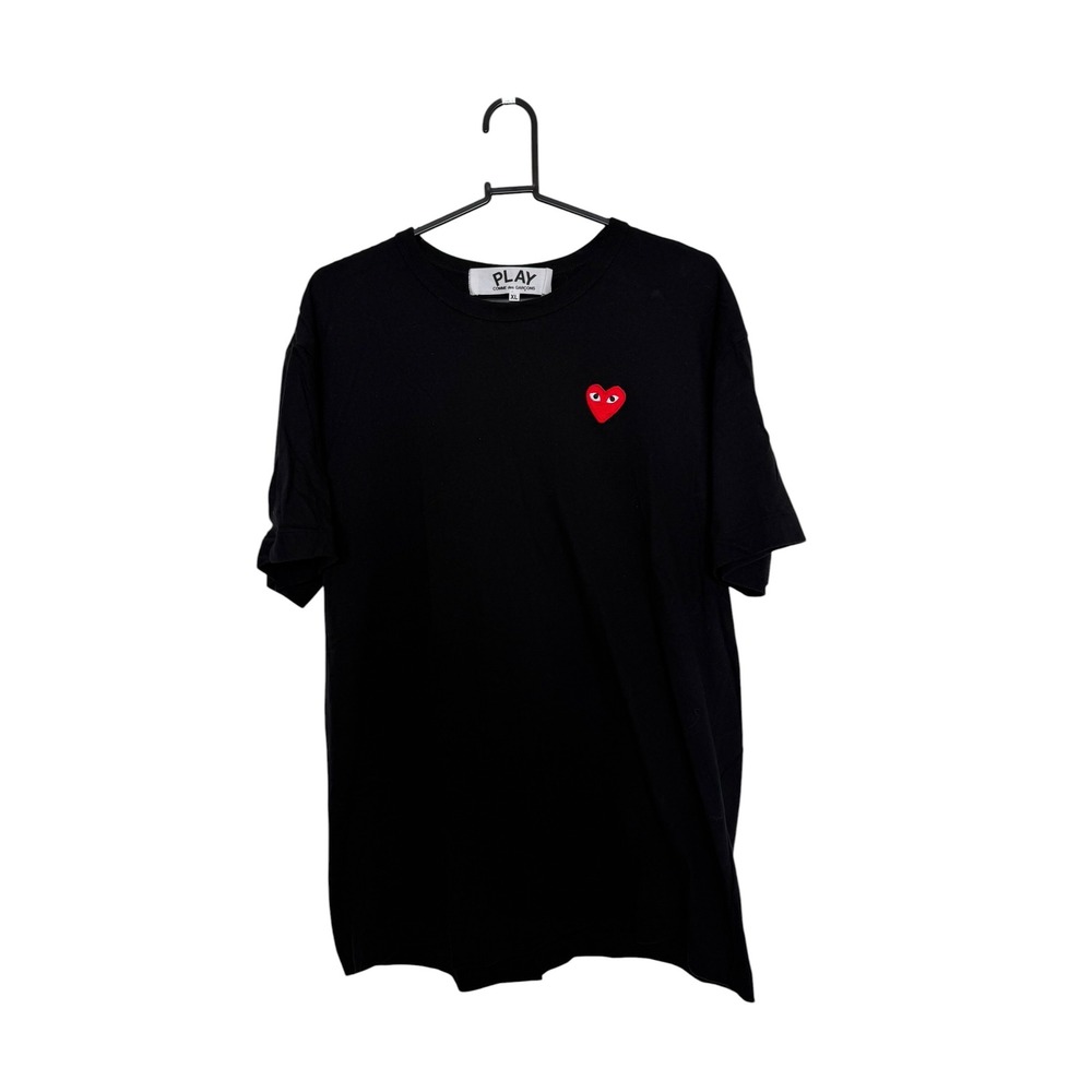 Comme des Garcons Play Mens Black Red Heart Logo T-Shirt XL Short Sleeve Tee
